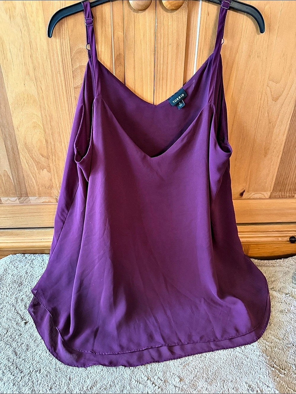 Torrid Sophie Chiffon Latered Swing Cami Burgundy/Maroon Size 2